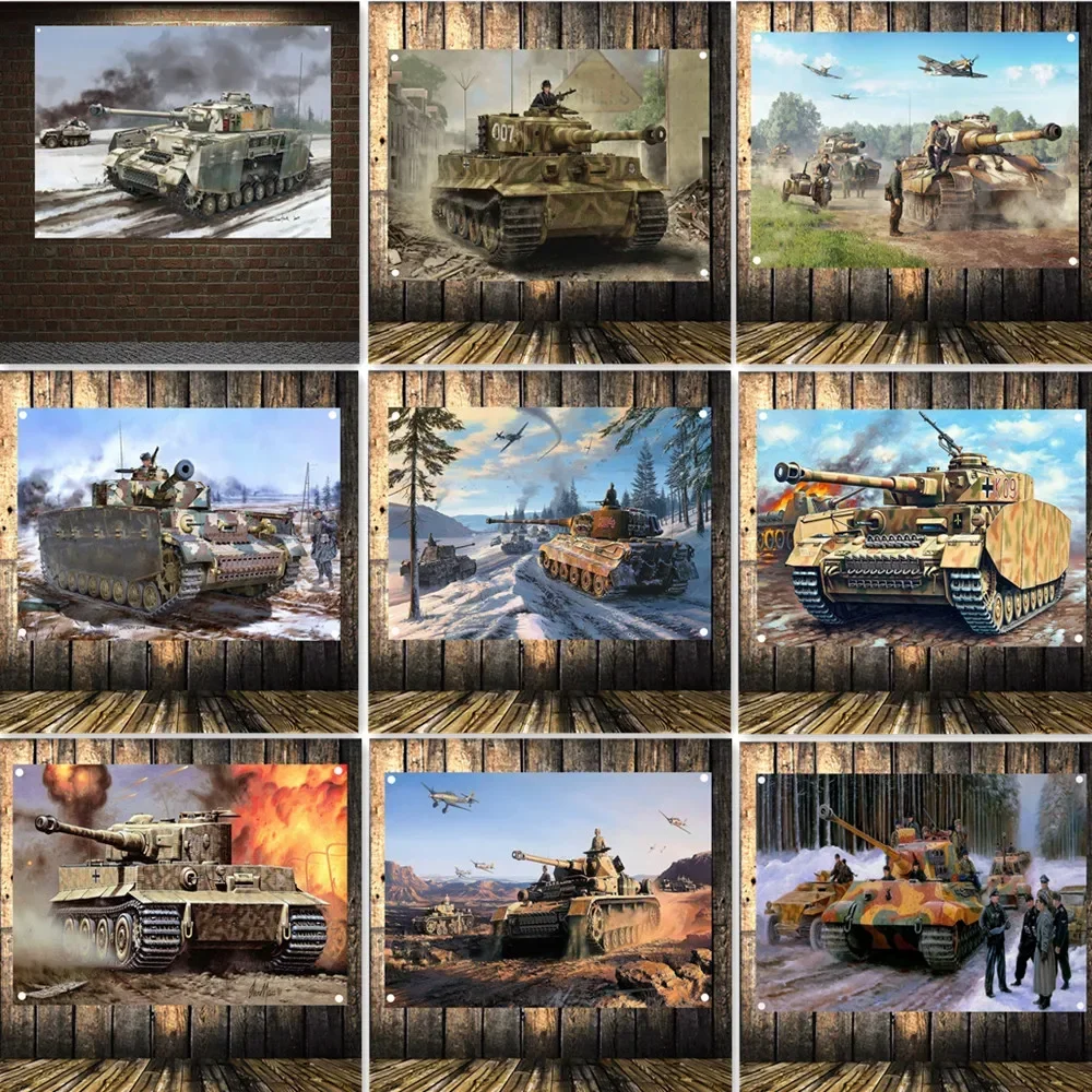 

Royal Ti Tank Posters Wall Hanging Flag Mural WW II Panzer Division War Art Banner Tapestry Wall Decor Painting