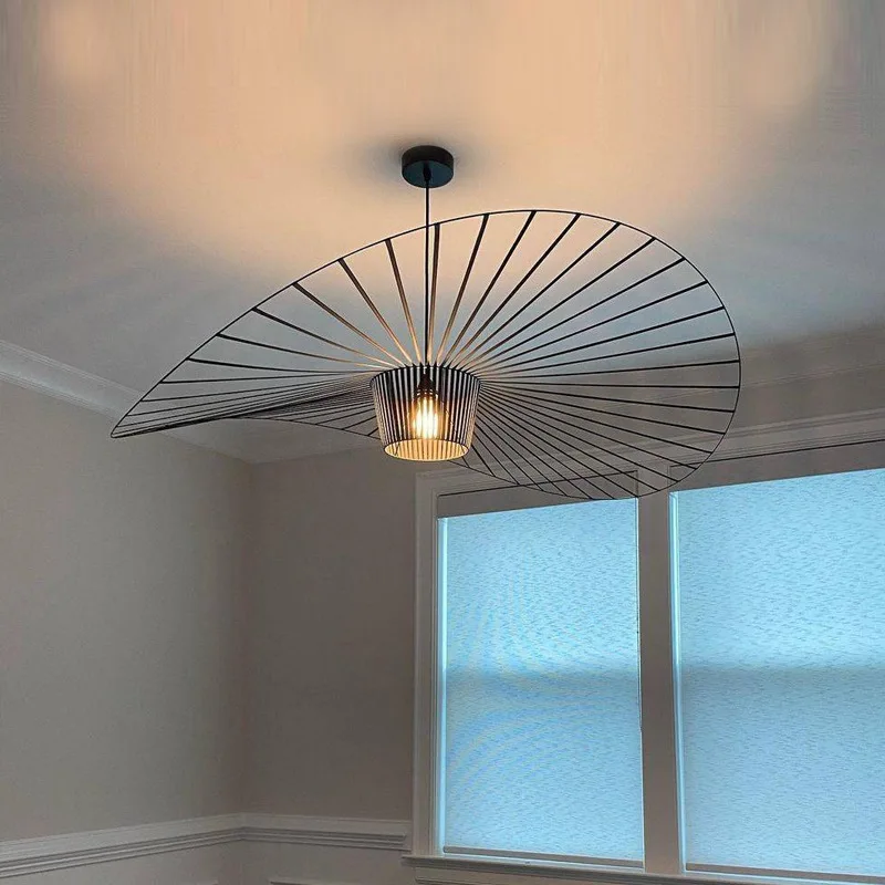 

Scandi French Boater Pendant Light - Fabric Woven Chandelier for Living Room, Bedroom & Dining, Designer Ceiling Lamp