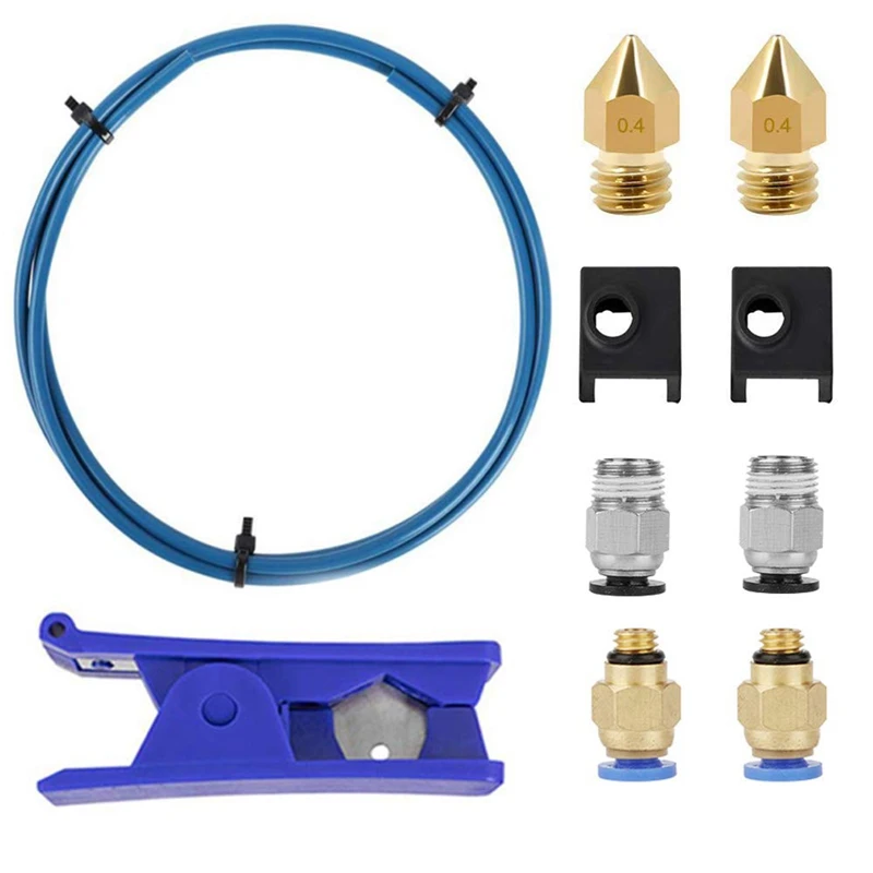 

3D Printer Kit with Premium XS Bowden Tubing 2M PTFE Tube pneumatic fittings and nozzles FDM 3D Printer accessories Kit