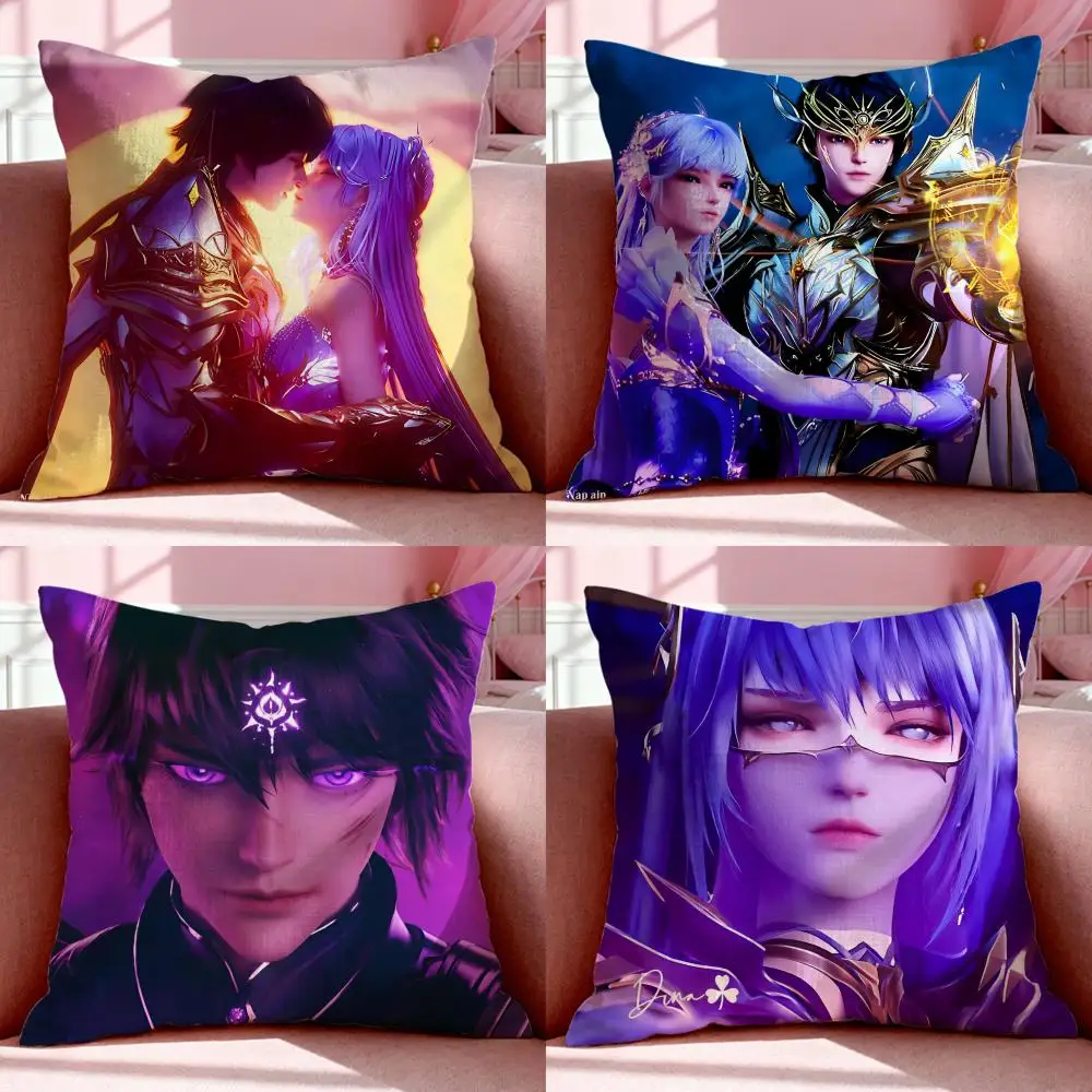Popular Anime T-Throne of SealS Cushion Cover Short Plush Breathable Pillowcase Odorless Invisible Zipper Washable Removable