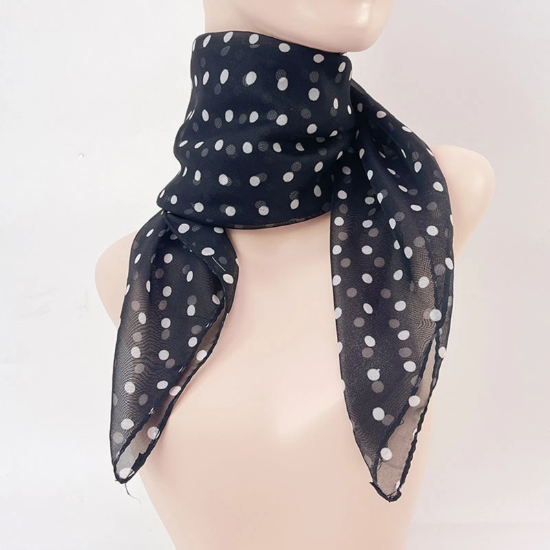 65cm Small Square Neckerchief Classic Polka Dot Square Scarf Multi-function Headscarf Scarves Clothing Decoration Accessories