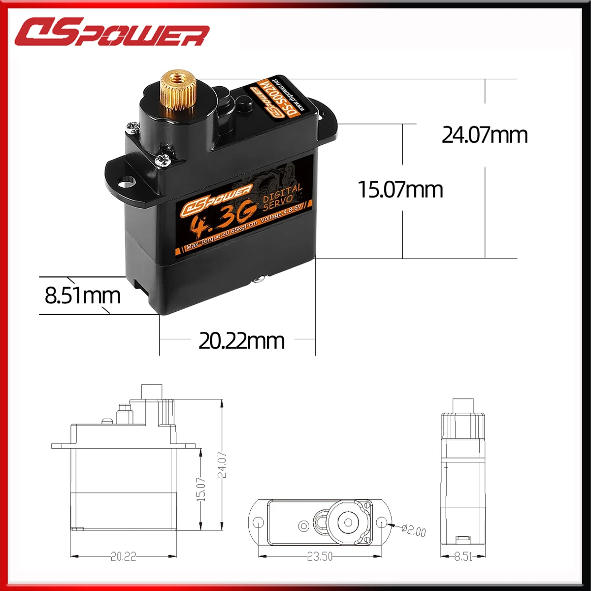 DSPOWER-Micro Servo Numérique, Engrenage D.lique pour Voiture RC, AiranaPartners, Hélicoptère à Ailes, Bateau, Avion, Robot, 4.3g