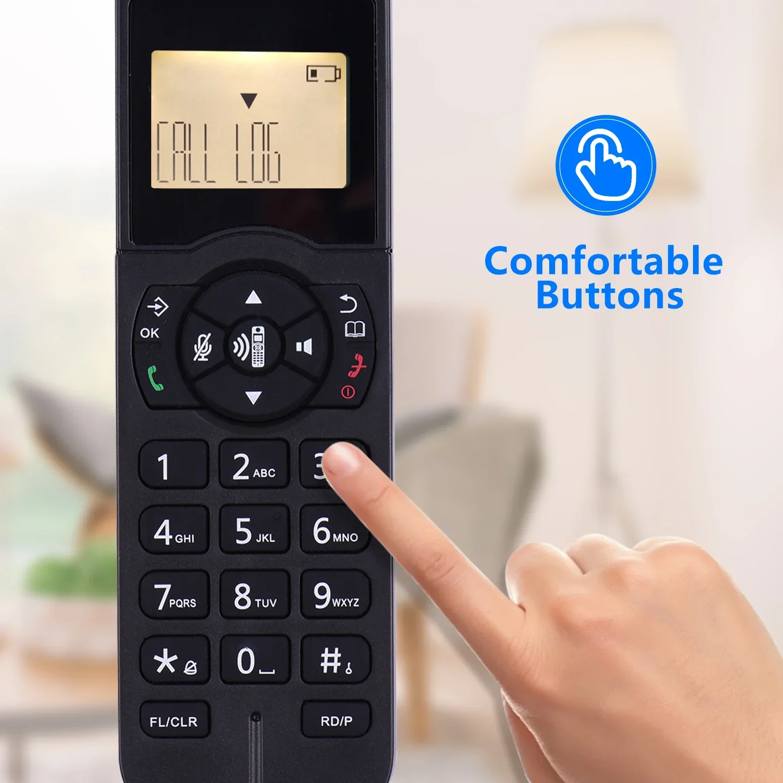 xpandable Cordless Phone Telephone with LCD Display Caller ID 50 Phone Book Memories Hands-free Calls 16 Languages