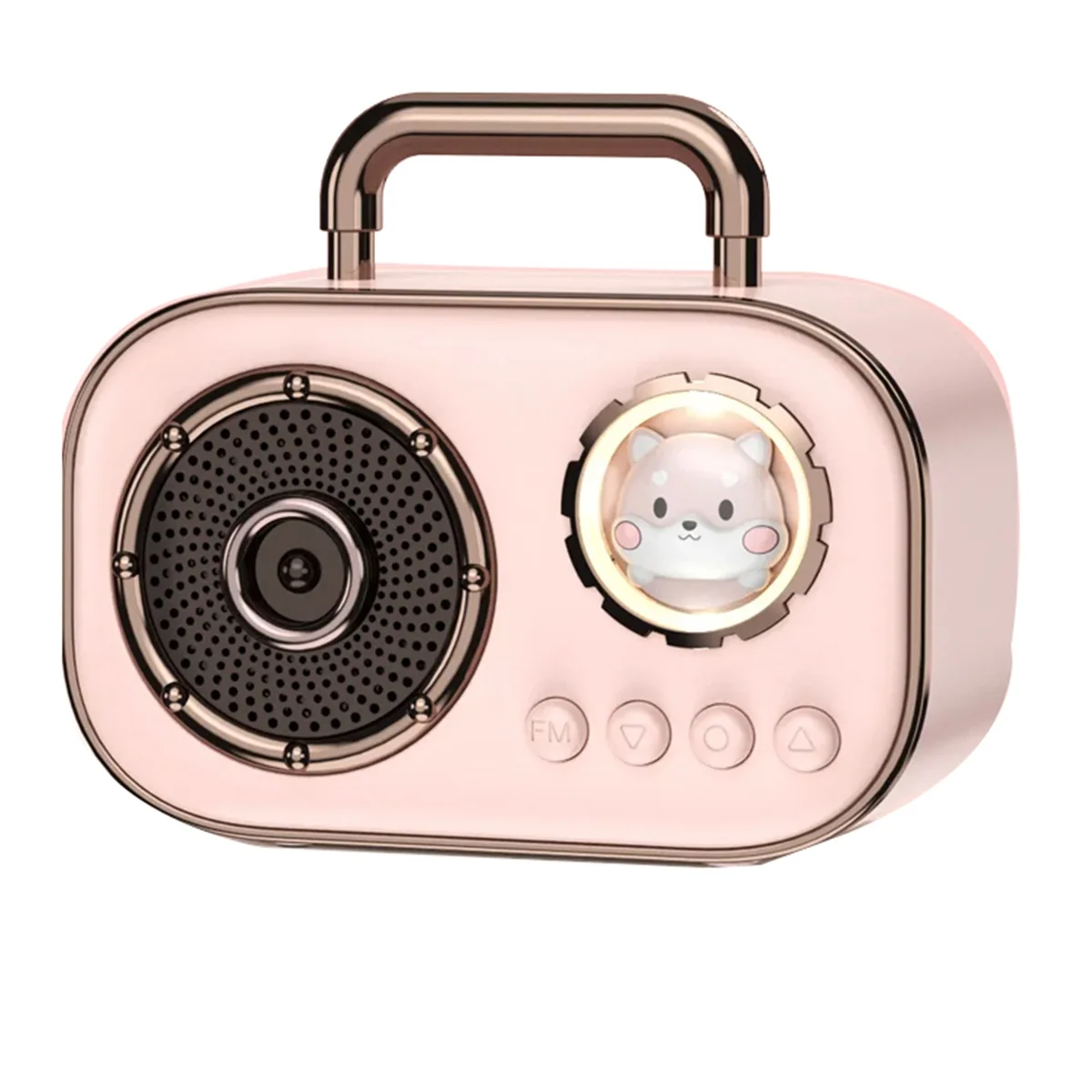 Retro Bluetooth Speaker Subwoofer Mini Wireless Speaker High Quality Desktop Loudspeaker Home Portable Speaker-Pink