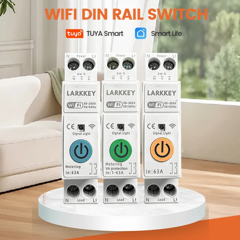 Tuya WiFi Smart Circuit Breaker MCB 1P+N 63A Power Metering over Voltage Current Protection Voice Remote Control Relay Switch