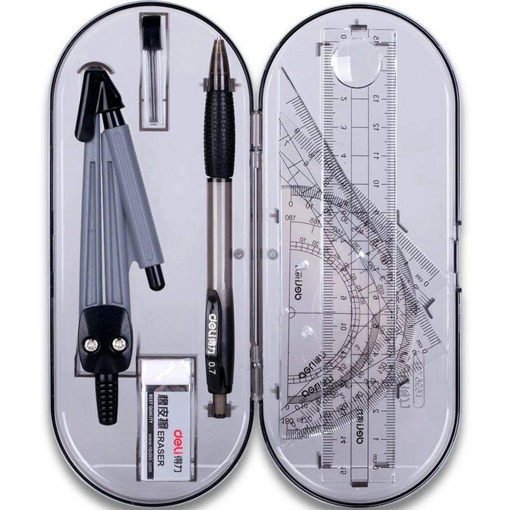 Set di strumenti per la matematica da 8 pezzi Set di strumenti per il disegno matematico della geometria righello per bussola multifunzionale gomma