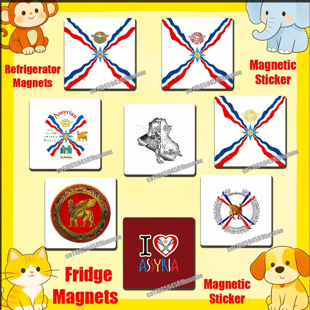 

For Assyria Assyrian national emblem Flag Fridge Freezer Refrigerator Magnets Kitchen Metal Cabinet Magnetic Sticker Card