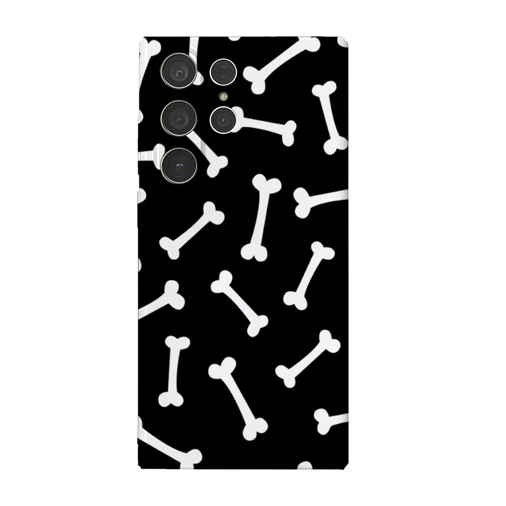 العظام نمط الأسود قضية الهاتف لسامسونج غالاكسي S25 S24 S23 الترا زائد A35 A90 لامعة HD الغلاف الصلب فيلم قذيفة #1