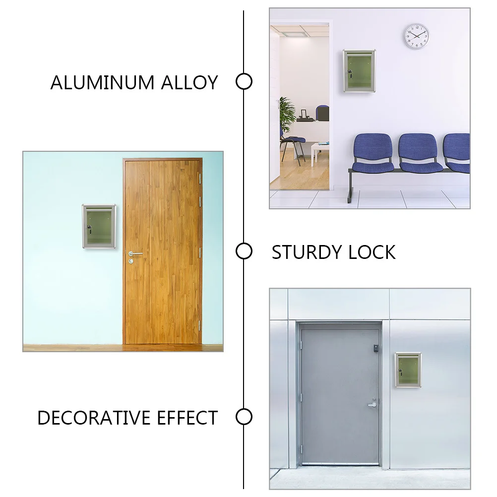 

2Pcs Transparent Wall Mount Mailbox Metal Post Box Lockable Letter Mail Box for Home Office Suggestion Ballot Usage