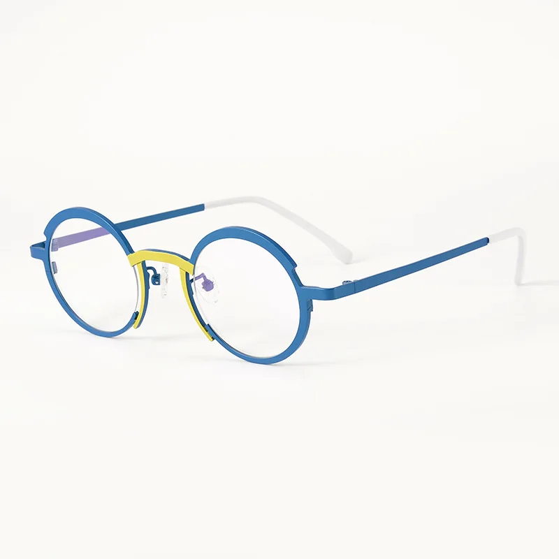 

Temperament trendy style popular personality unique double-layer color splicing small frame pure titanium glasses