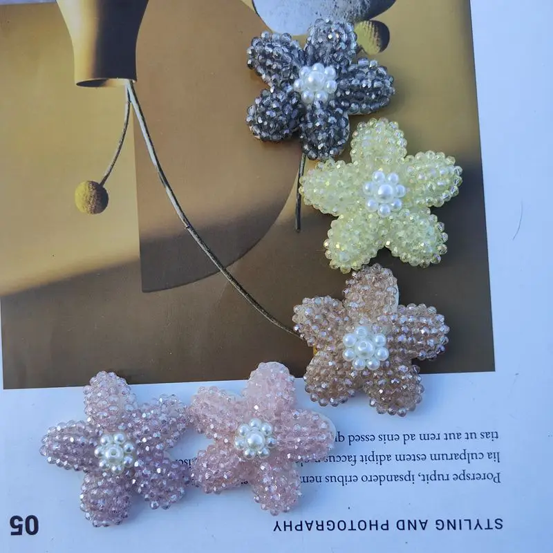 Clog Shoe Charms Handmade Beaded Crystal Pearl Flower Colorful Resin Decorative DIY Accessory for Summer Sandals Gift