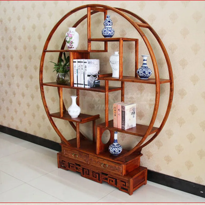 Custom. [Elegant Color] Antique Reproduction Furniture Solid Wood 1.5 Antique Shelf Storage Rack Display Hallway Rack Duobao P