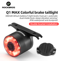 ROCKBROS Bicycle Smart Rear Light Q1MAX Lightweight Aluminum Alloy Brake Sensor Type-C Charge Bike Tail Light Bike Accessories