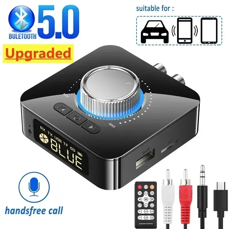 Adaptateur audio sans fil pour kit de voiture, récepteur Bluetooth, émetteur, télécommande, musique stéréo, prise AUX 3.5mm, carte RCA TF, TV, PC