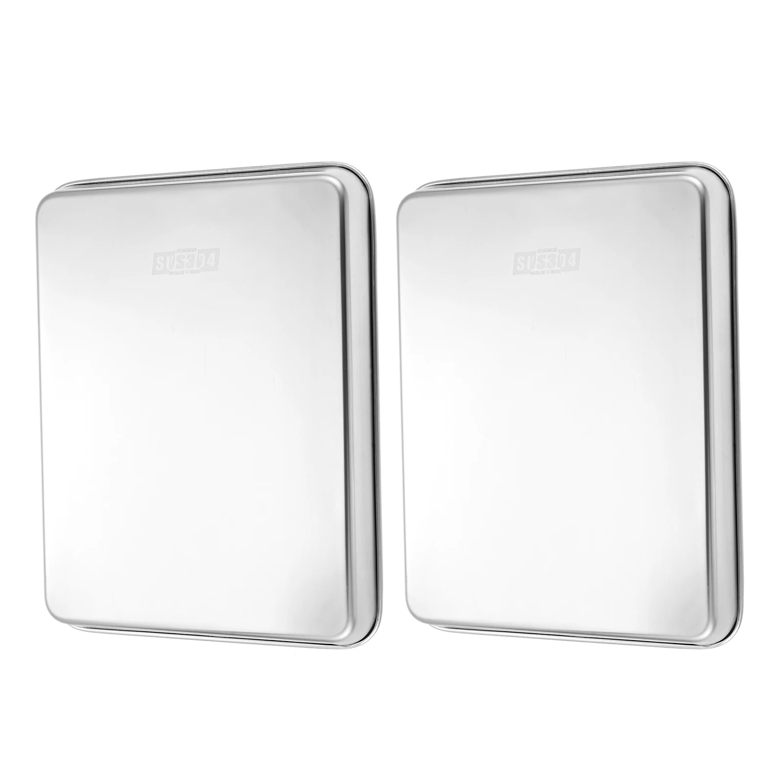 2Pcs Cooking Tray Size 12.4x9.6x1 Inch Nonstick Dishwasher Safe Bakeware for Oven Heavy Duty Mirror Stainless Steel Accessories
