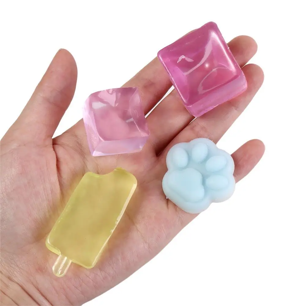 Pinch Music Ice Cube Ice Cube Balls Toy Mini Cat Paw Cube Release Toys Kawaii Transparent Ice Block Squeeze Toy Kids Gifts