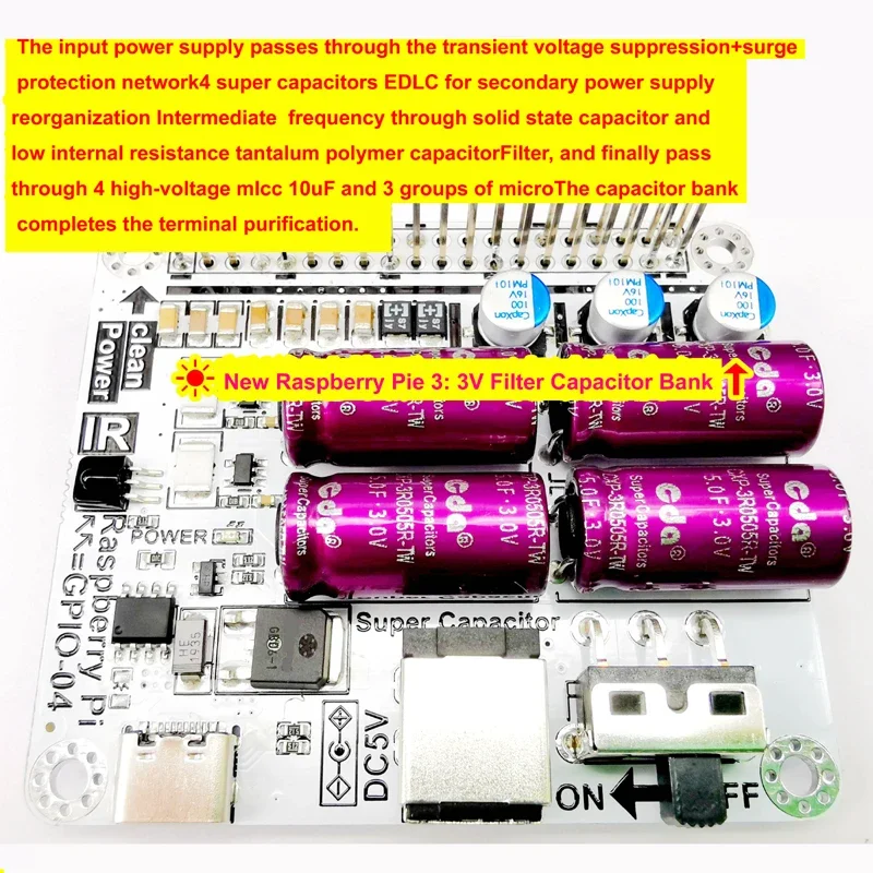 Amiyalo Professional Power Filter Purification Board moode volumio For Raspberry Pi DAC Audio Decoder HIFI Expansion Moudle