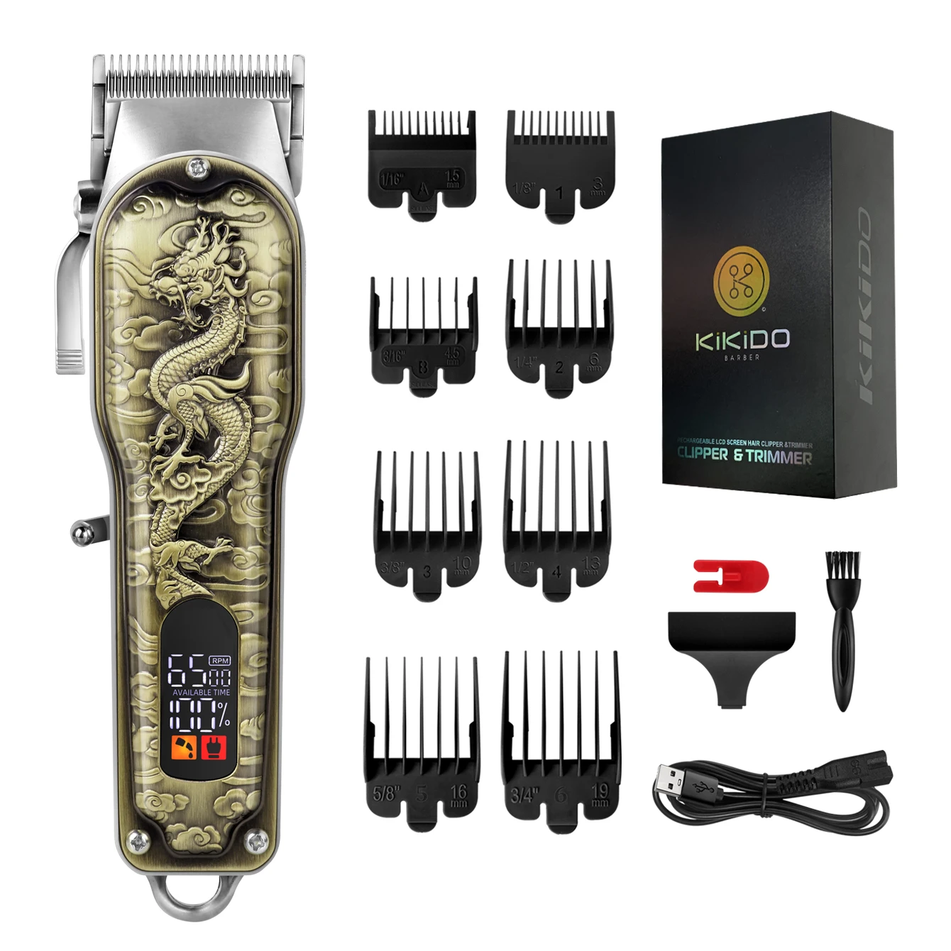 

KIKIDO Professional Hair Trimmer Electric Hair Clipper Rechargeable Beard Trimmer Cordless Haircut Machine Kit for Men