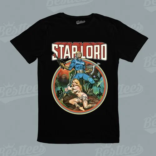 Camiseta con gráfico de superhéroe y arte de dibujos animados de Star-Lord, clásica, para niños, hombres y mujeres