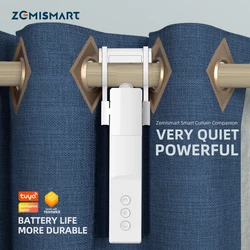 Zemismart Tuya Zigbee Electric Curtain Robot Rechargeable Motor For Roman Rod I Type U Type Tracks Alexa Google Home Control