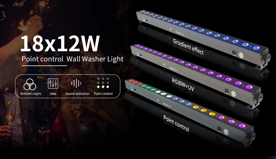AICPOSE DMX 18x12W LED RGBW LED Pixel Wall Washer LED Bar Bühnenlicht für Party, Hochzeit und Eventbeleuchtung – Detail 1