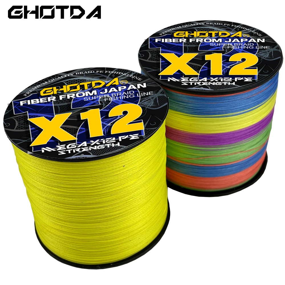 GHOTDA Braided Wire X12 500/300/100m 4 Color All For Fishing Line MaxDrag 120LB Multifilament For Saltwater Weave Extreme Pesca