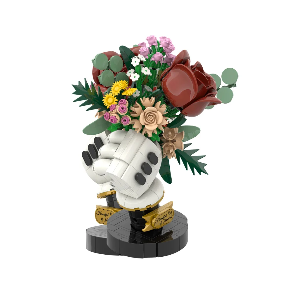 MOC Flowers Bouquets Building Blocks Kit Cartoon Vase Living Room Bouquet Plant  Home Holidays Decor Bricks Toys Adult Gift - view 5