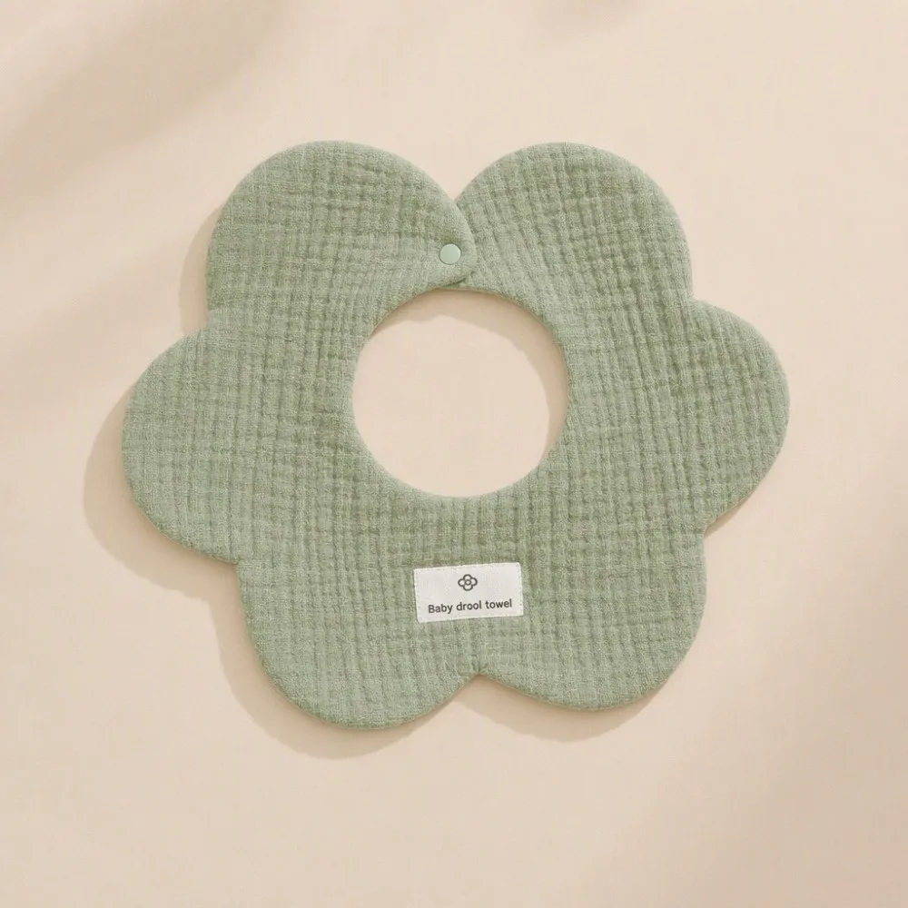 3pcs Petal Shape Babies Drool Bib Soft Cotton Absorbent Infant Feeding Bib Solid Color Machine Washable Newborn Burp Cloth