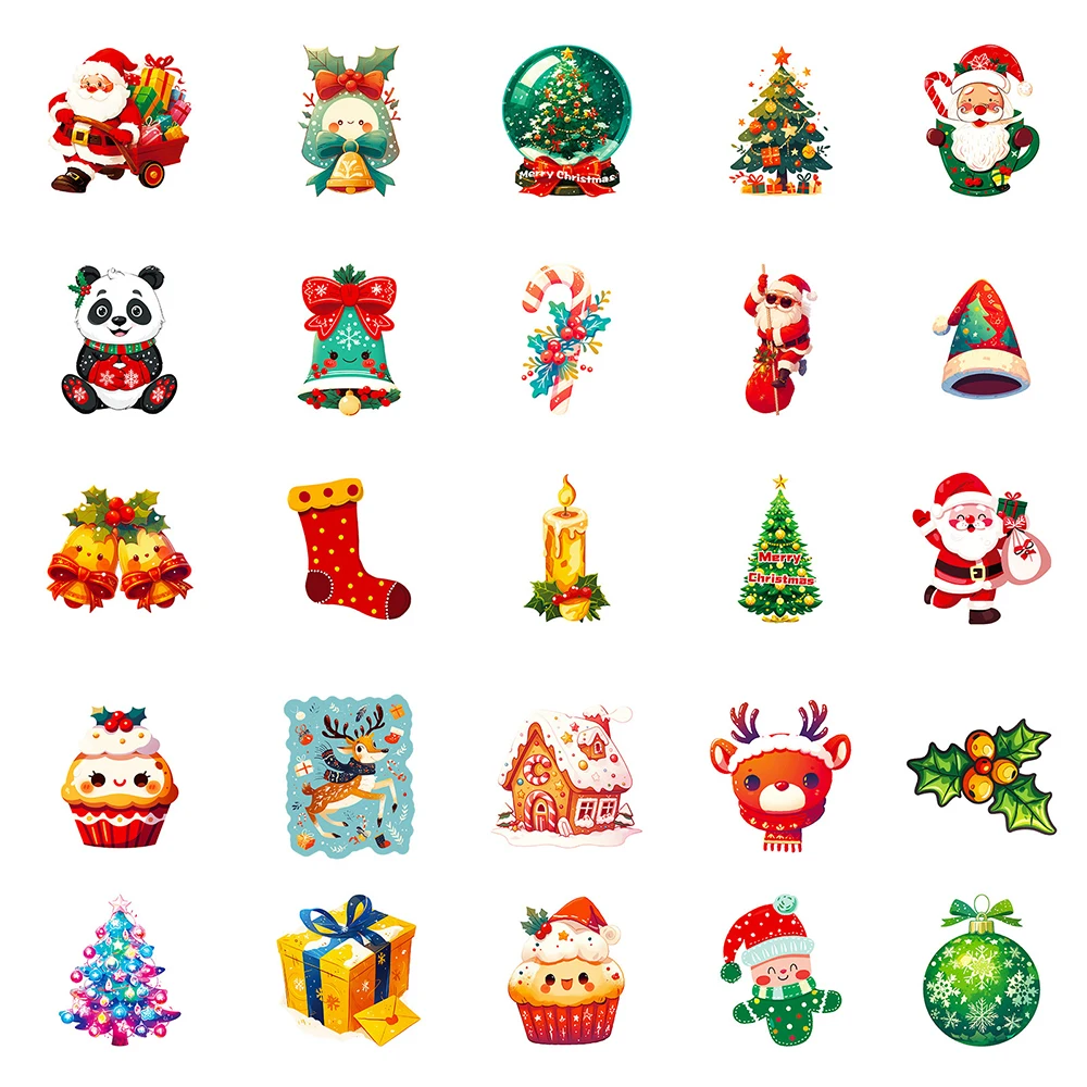 

10/30/50/100pcs Cute Cartoon Christmas Santa Claus Graffiti Stickers Diary Scrapbook Laptop Phone Suitcase Decoration Sticker