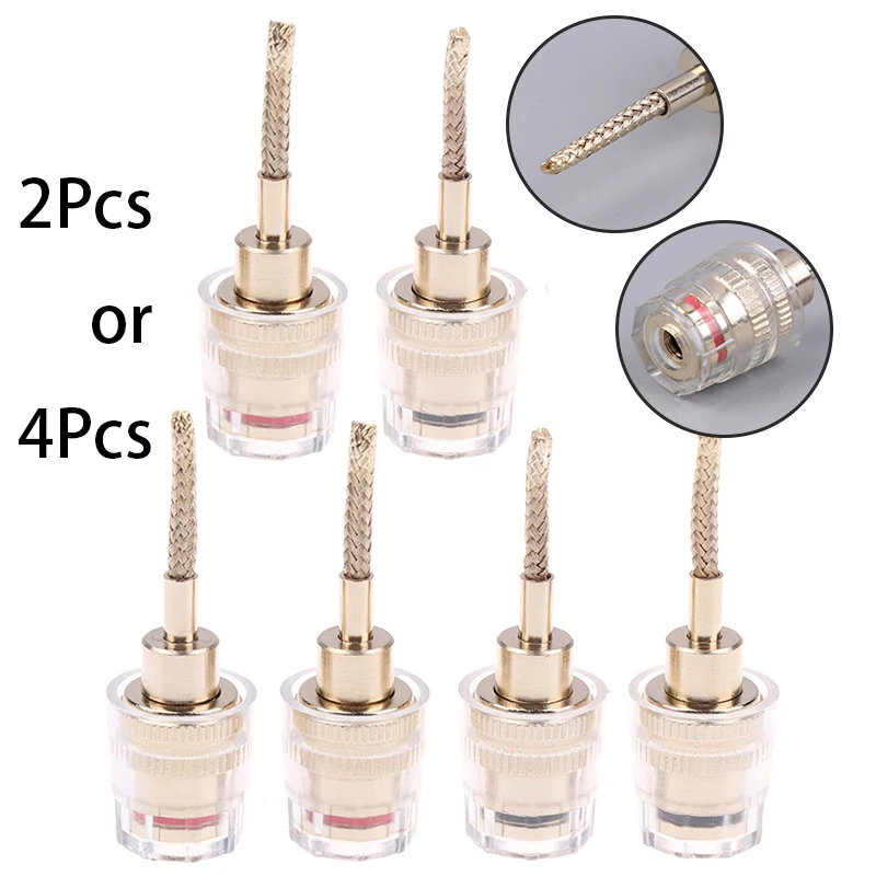 2Pcs/4Pcs 4MM Banana Female To 2MM Pin Connector HIFI Cable Adapter Plug Braided Copper Wire Socket