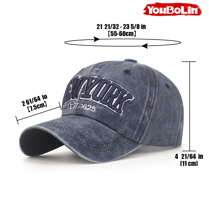 Einfache NEWYORK Baseballkappe mit englischer Stickerei, lässiger Outdoor-Sonnenhut – Detail 2