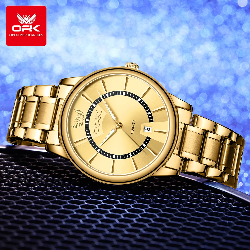 OPK brand waterproof men's steel strap quartz watch 6036 - Image 2