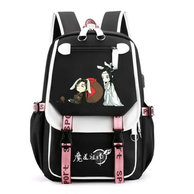 Maodaozushi Weiwuxian Anime Usb-Poort Rugzak Nylon Schoolboek Student Reistassen Laptop Casual Grote Messenger Bag