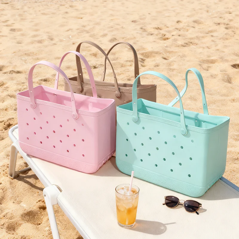 

Супербольшая пляжная сумка-тоут из ЭВА-резины для женщин, водонепроницаемая, легко моющаяся, подходит для путешествий, пикников, плавания, шопинга