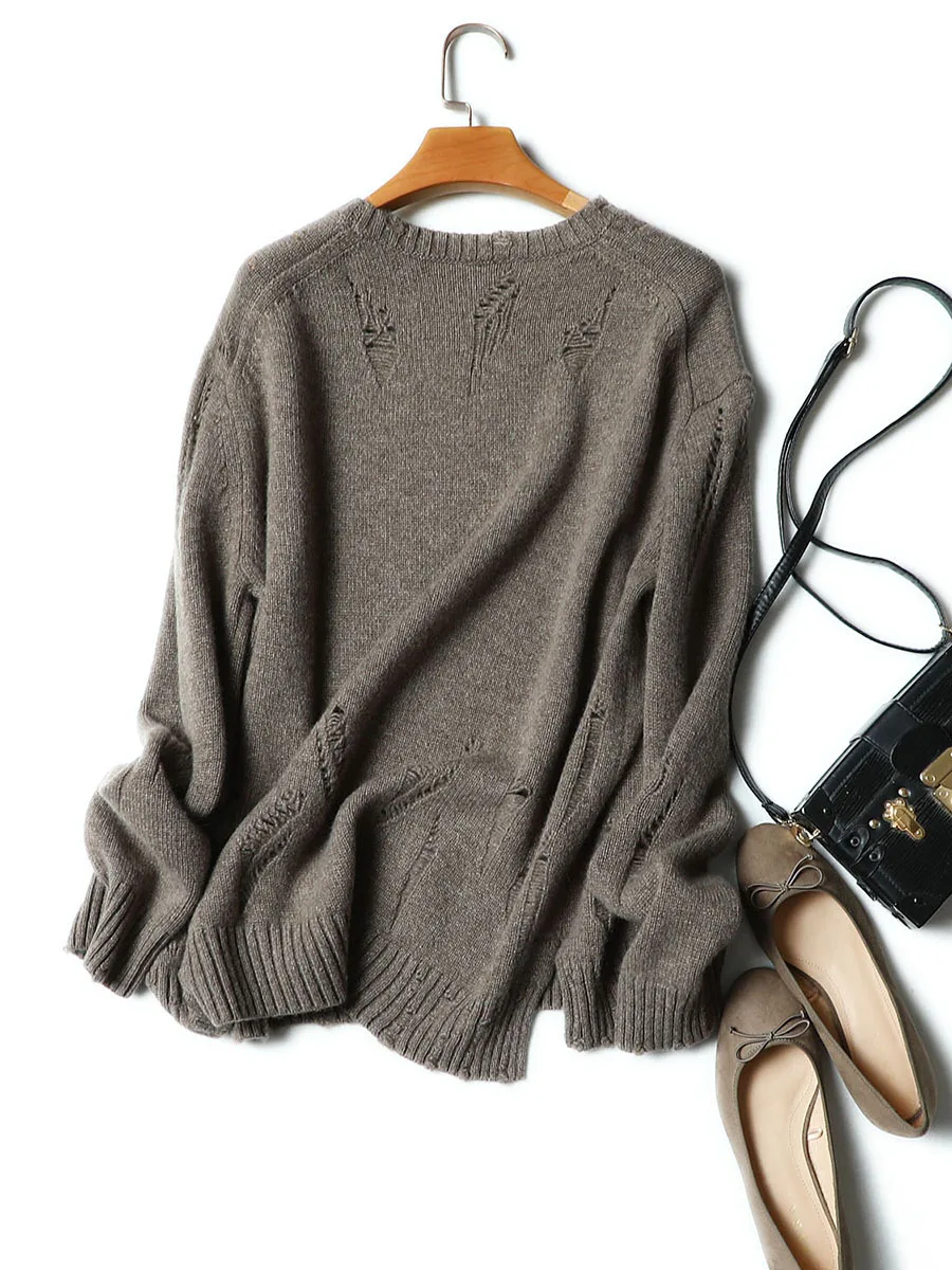 europe vintage styles luxury 100% cashmere loose sweaters for shows