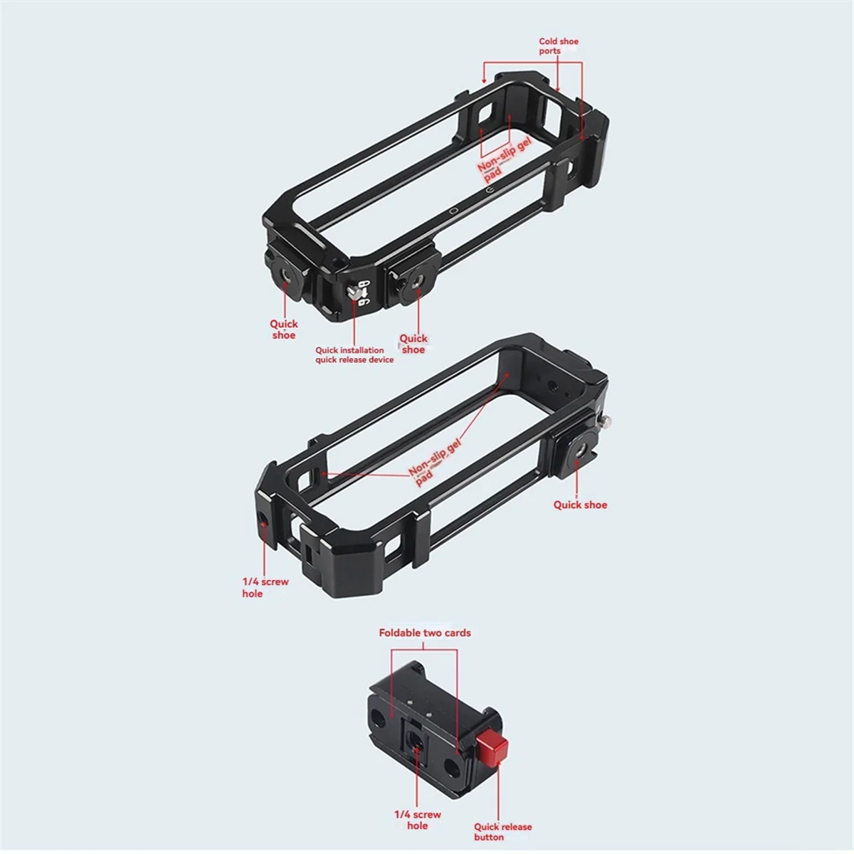 X64A_1/4 折りたたみ式アダプター バイク ホルダー用アルミニウム保護ケージ