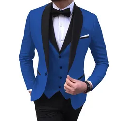 Suit Vest Pants 3 Pcs Set / 2023 Fashion New Men's Casual Boutique Business Wedding Suits Blazers Jacket Coat Trousers Waistcoat