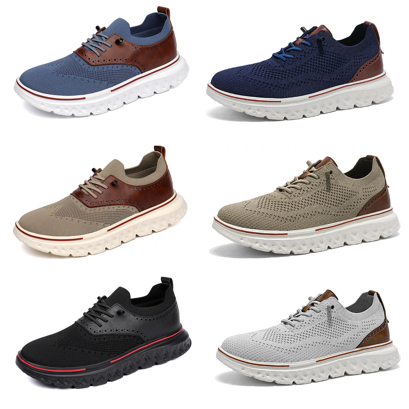 

Мужские повседневные кроссовки с дышащей сеткой, кожаные акценты, броги, легкие прогулочные туфли на толстой подошве, большие размеры 47, 48, 49