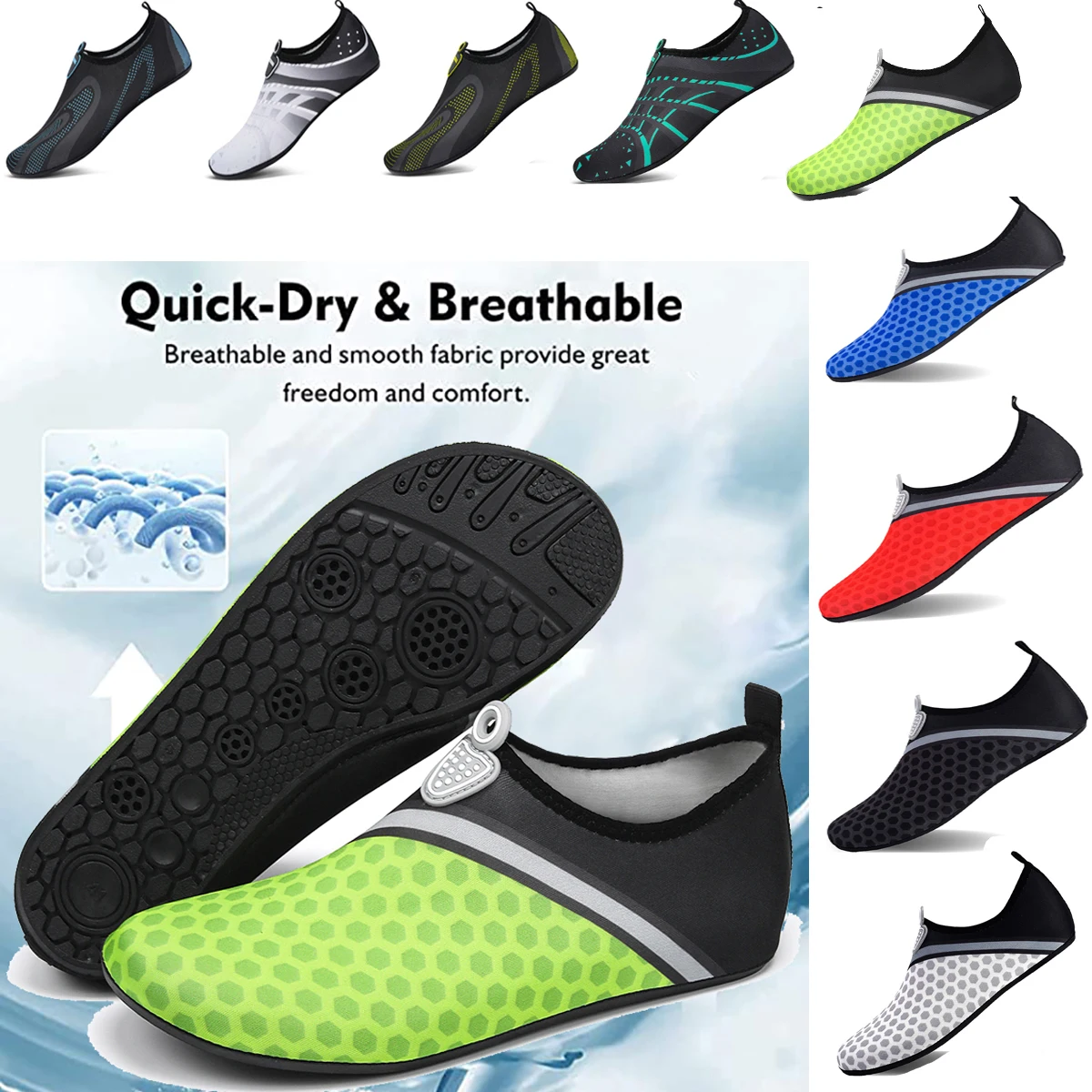 Unisex Water Shoes Soft Beach Non-Slip Aqua Shoes Quick Dry Breathable Swimming Diving Snorkeling Sneaker Socks Slipper