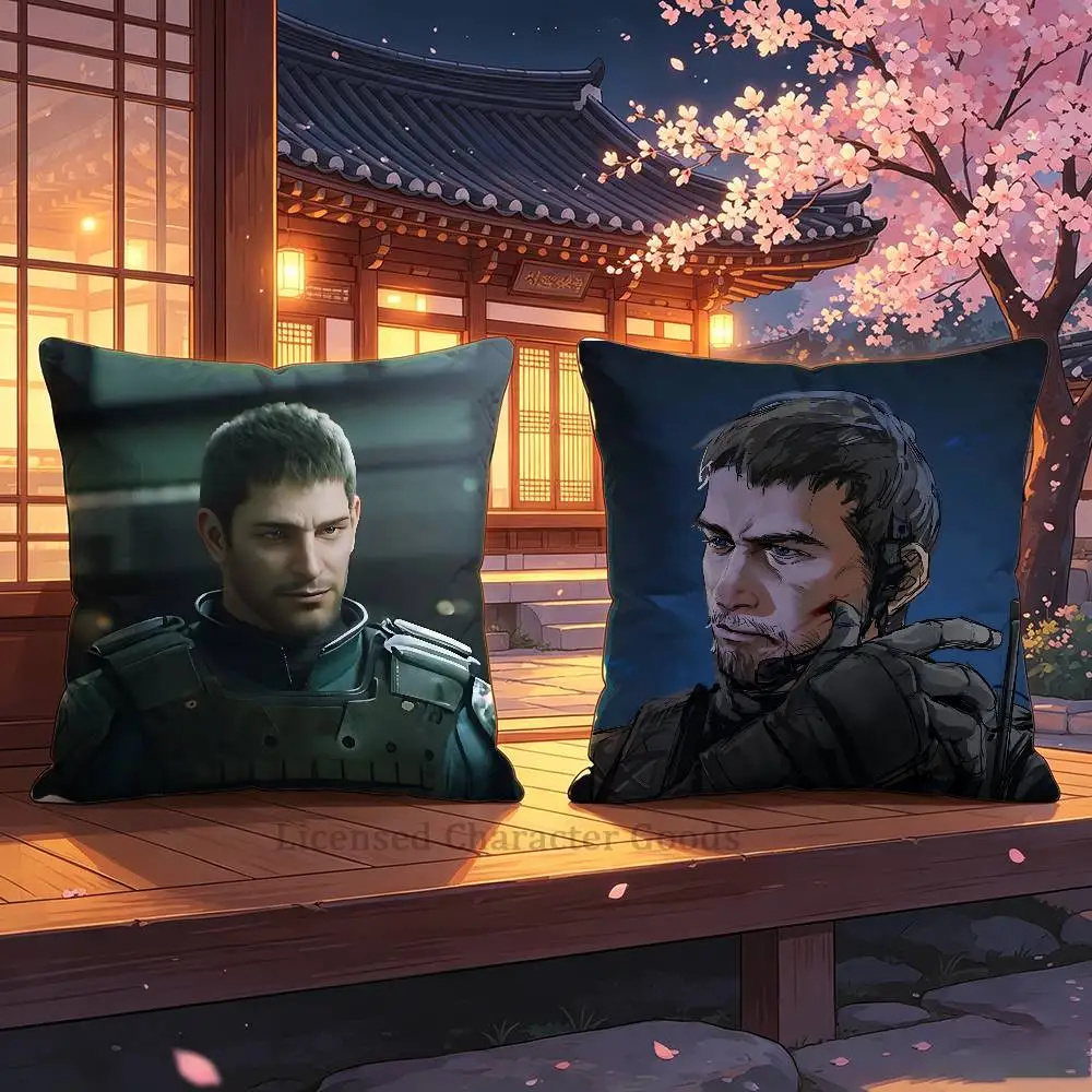 Chris R-Redfield HD Print Square Pillow Cover Polyester Lightweight Customizable for Home Office Sofa Decor