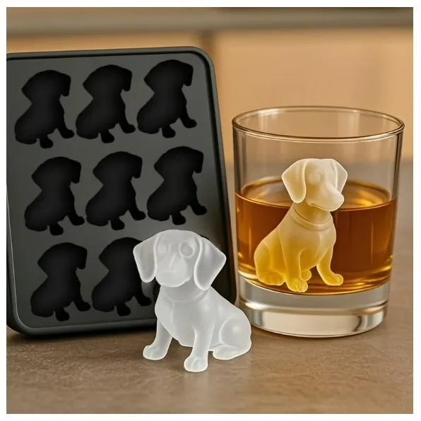 Molde de cubitos de hielo para perro dinosaurio 3D, bandeja de cubitos de hielo para perro con formas divertidas de 6 agujeros para whisky, cóctel, Bourbon, regalos novedosos para perros, molde de hielo