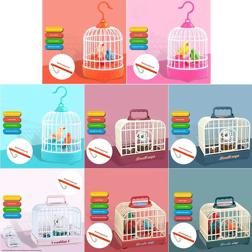 New Sound Control Electric Bird Cage Realistic Voice Funny Parrot Cage Luminous Talking Electric Bird Children