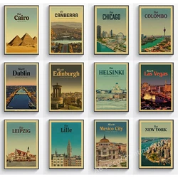 World Travel City Poster Visit Chicago/Las Vegas/Cairo Retro Prints Tourism Enthusiast Vintage Home Room Decor Art Wall Painting