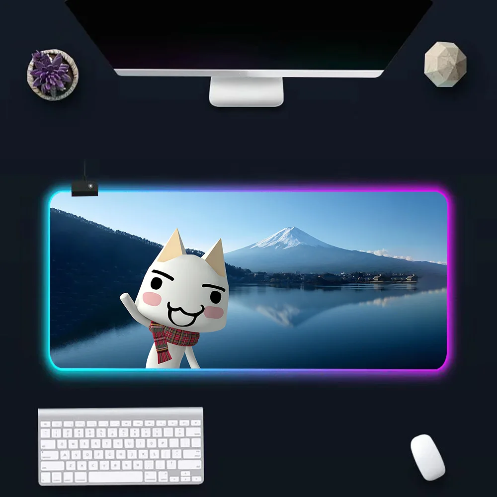 Cartoon Inoue Toro Schattige Rgb Pc Gamer Toetsenbord Muismat Muismat Led Gloeiende Muismatten Rubber Gaming Computer Mausepad