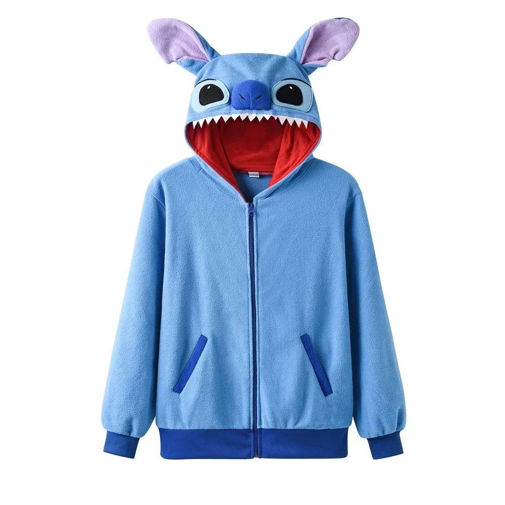 Unisex Cartoon Hooded Women Girl Cute Kawaii Zipper Coat Winter Warm Blue Anime Hoodies  Adult Couple Street Wear  Funny Fancy