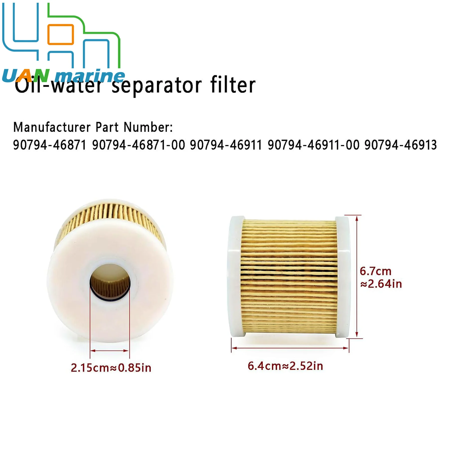 4 Pcs 90794-46911 Fuel Filter Compatible with Yamaha Honda Marine Outboard Engines Replacement Models 90794-46871 90794-46913