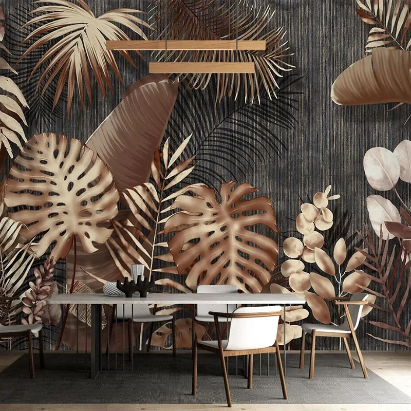 Custom Photo Wallpaper 3D Tropical Plant Leaves Murals Living Room Luxury Background Wall Decor Papel De Parede For Bedroom