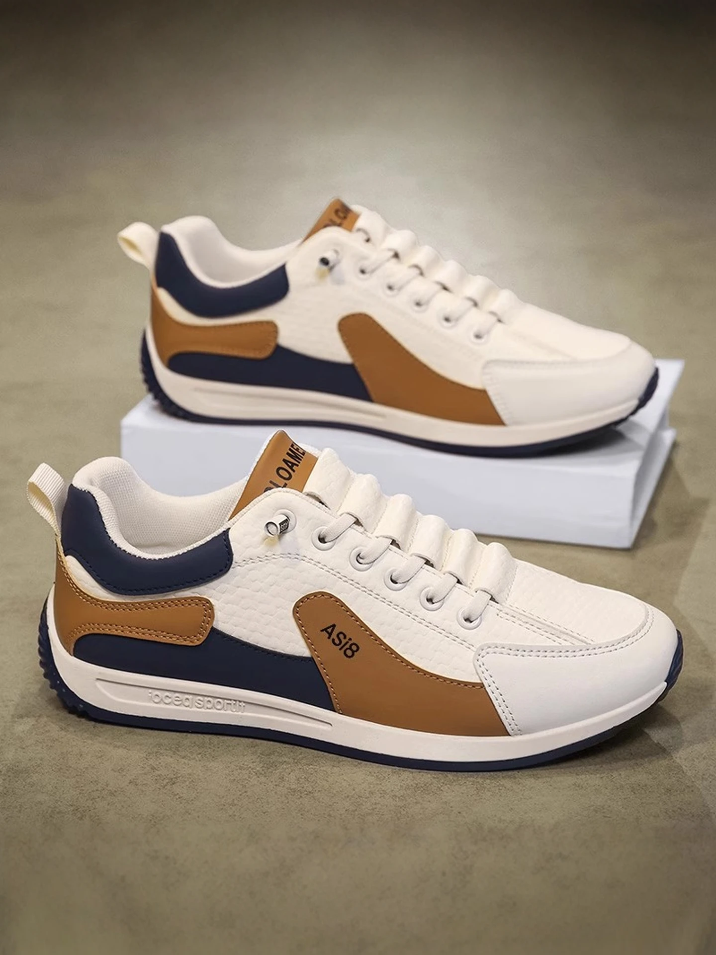 Trendy Men's Flat Bottom Breathable Sports Shoes Spring 2026 Casual All-Match Fashionable Low Top Rubber Outsole Leather