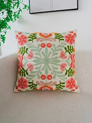 1pc Colorful Flower Exquisite Embroidery Cushion Throw Pillow Cover Without Insert, For Home Decor