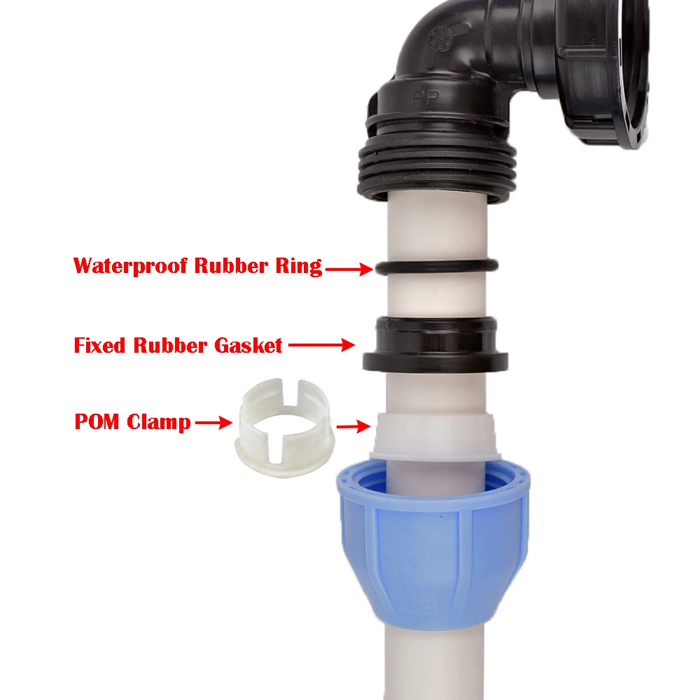 IBC Tank Adapter Kit - Durable Plastic PE/PVC Pipe Connectors for 20/25/32mm Outlet, Elbow & Tee Fittings for Garden Irrigation